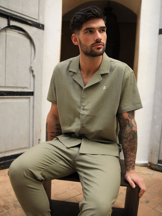 Nador Open Collared Shirt - Khaki