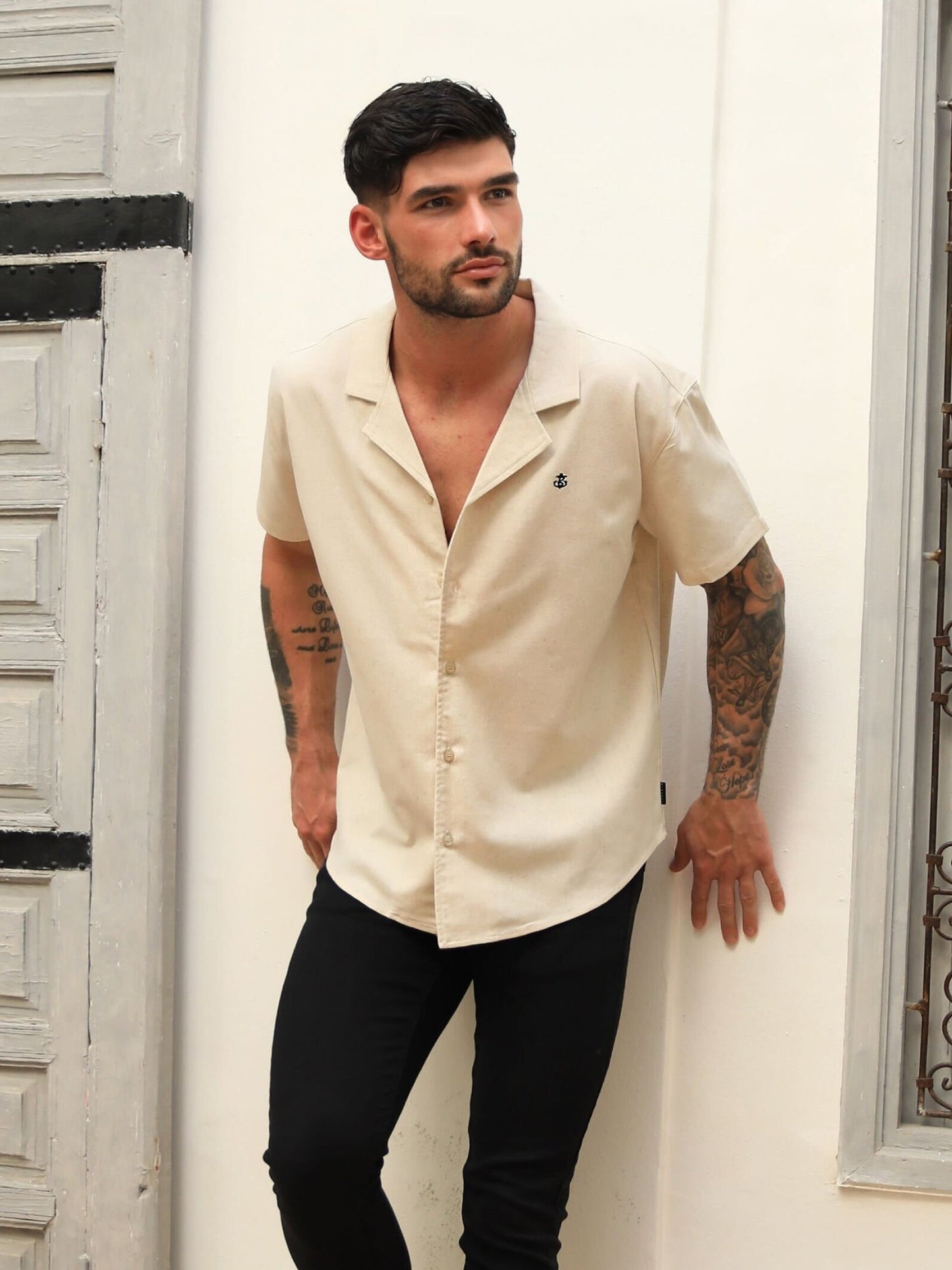 Nador Open Collared Shirt - Sand