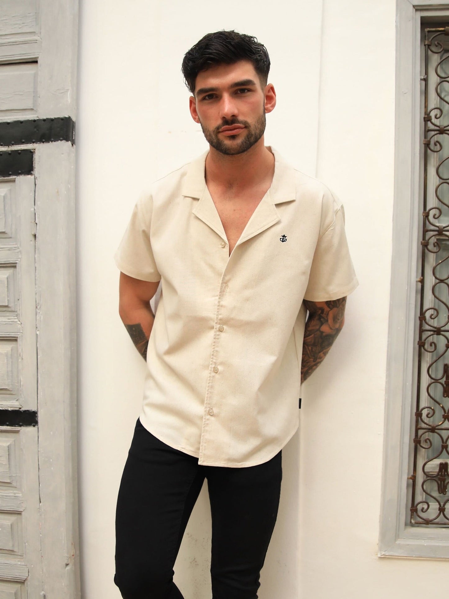 Nador Open Collared Shirt - Sand