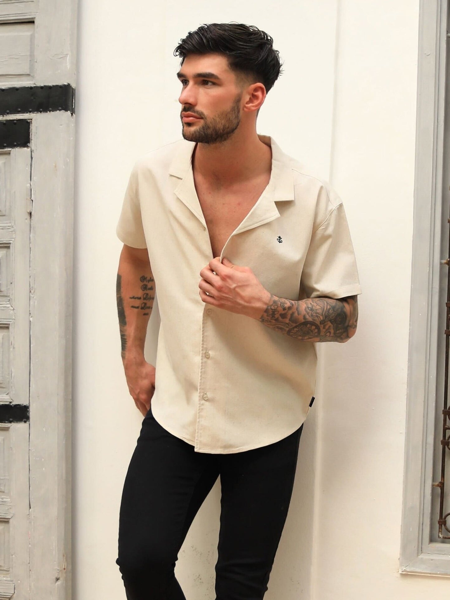 Nador Open Collared Shirt - Sand