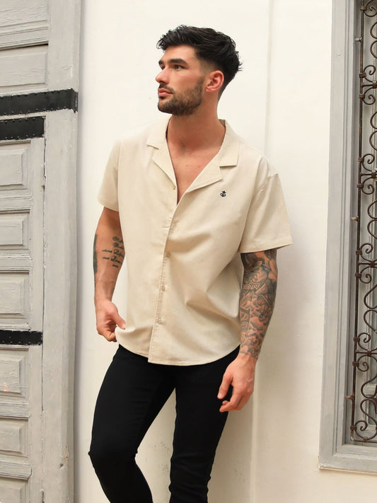 Nador Open Collared Shirt - Sand