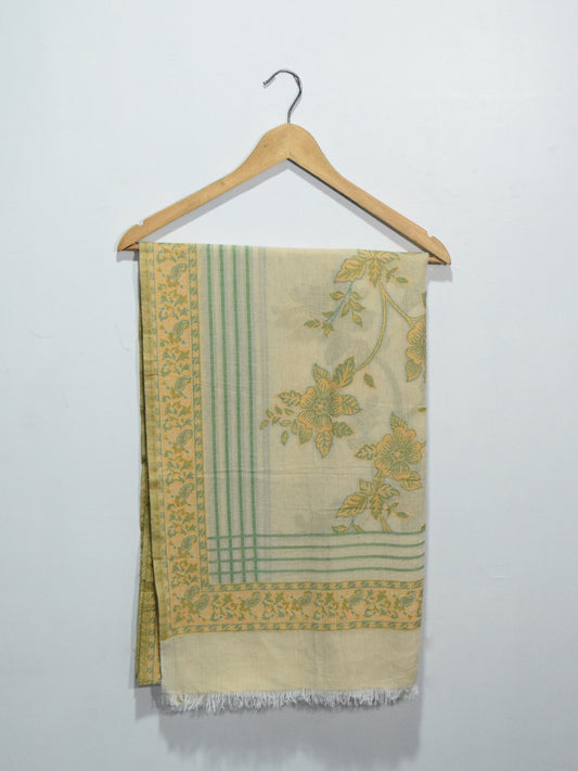 Cream Woven Jacquard Pashmina Shawl