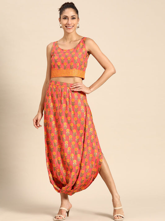 Cowl skirt with crop Top