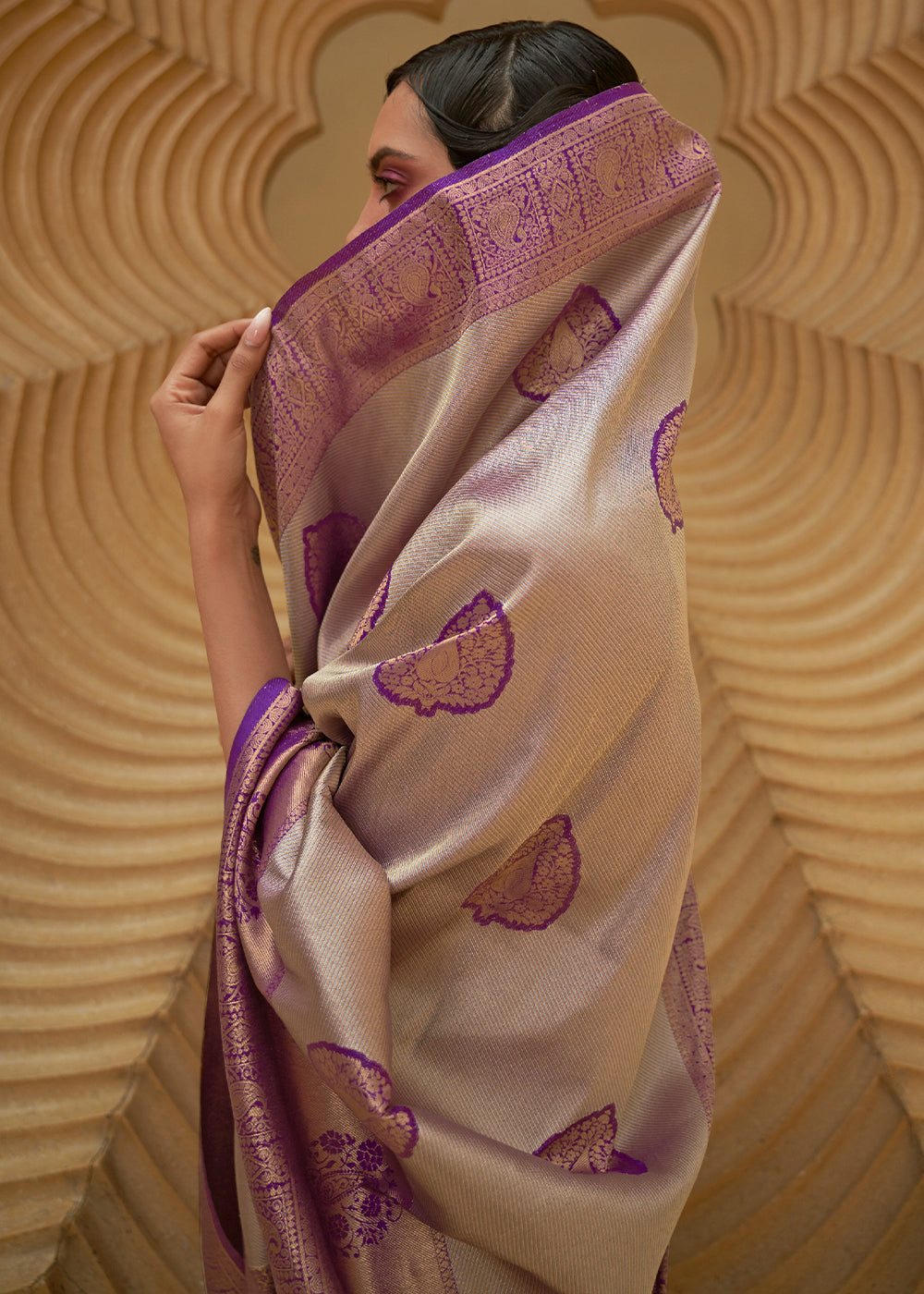 Shades Of Purple Two Tone Woven Silk Saree