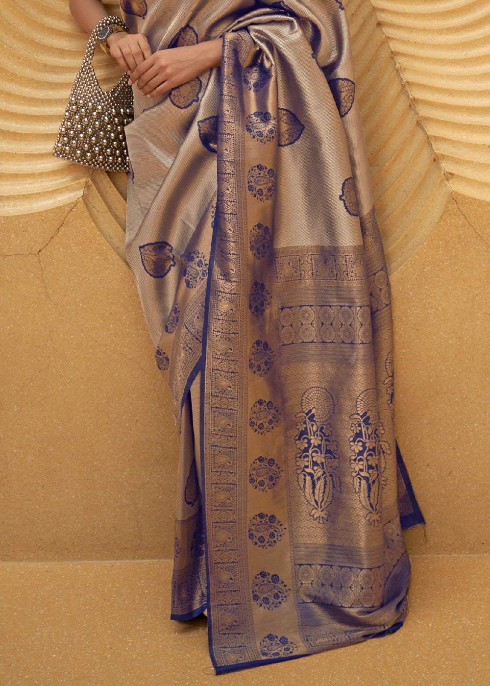 Shades Of Blue Two Tone Woven Silk Saree