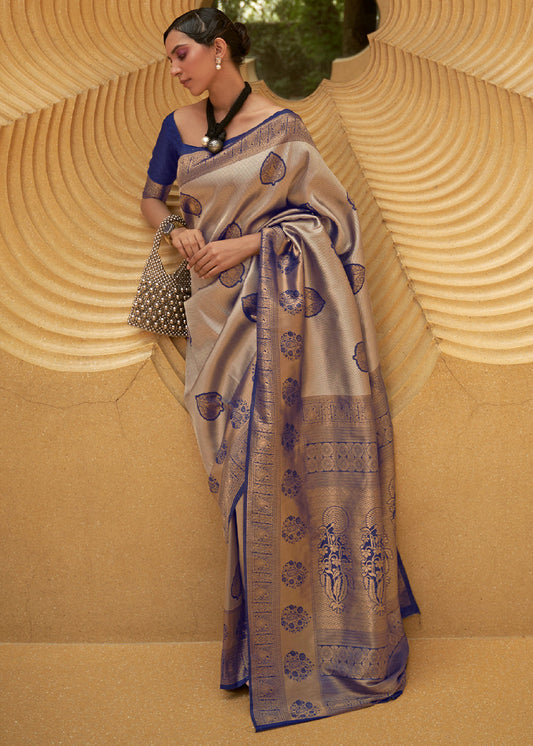 Shades Of Blue Two Tone Woven Silk Saree