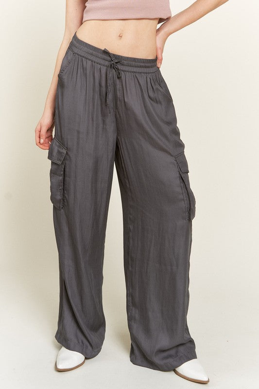 Satin Cargo Pants