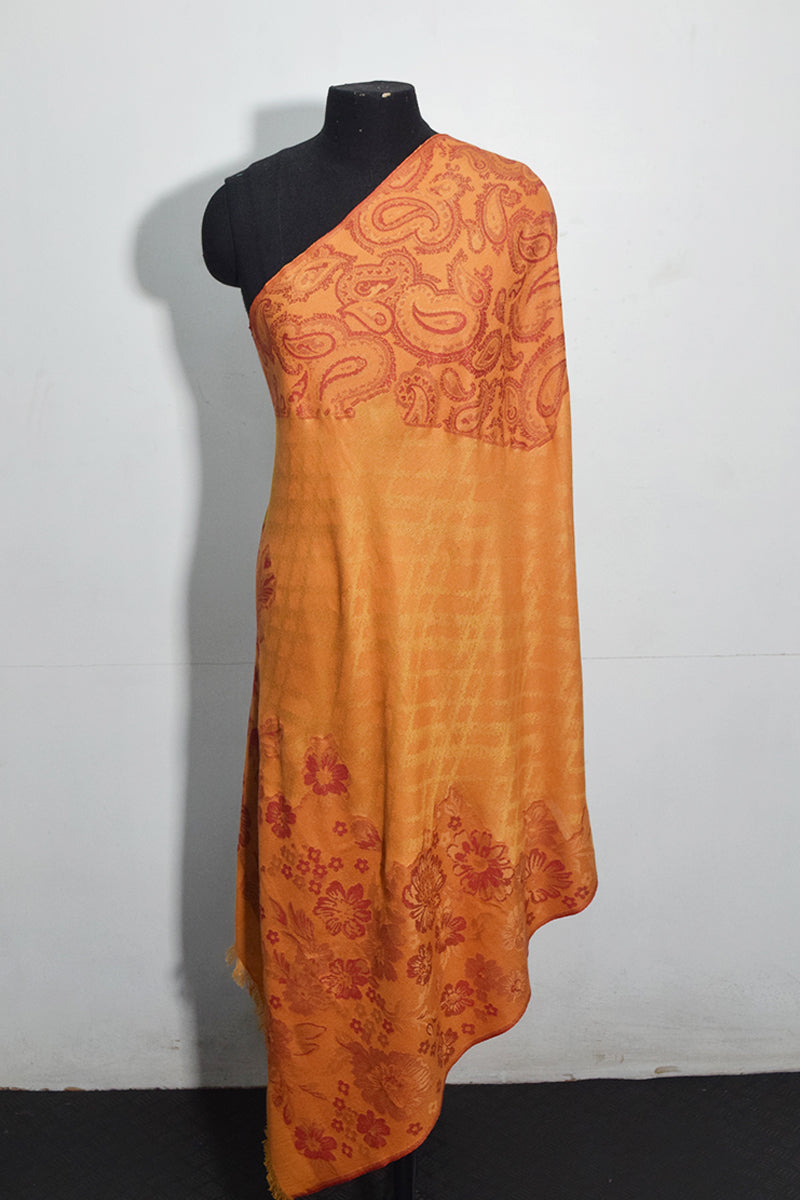 Pashmina Woven Jacquard Shawl Available In Orange, Black, Navy Blue And Turquoise