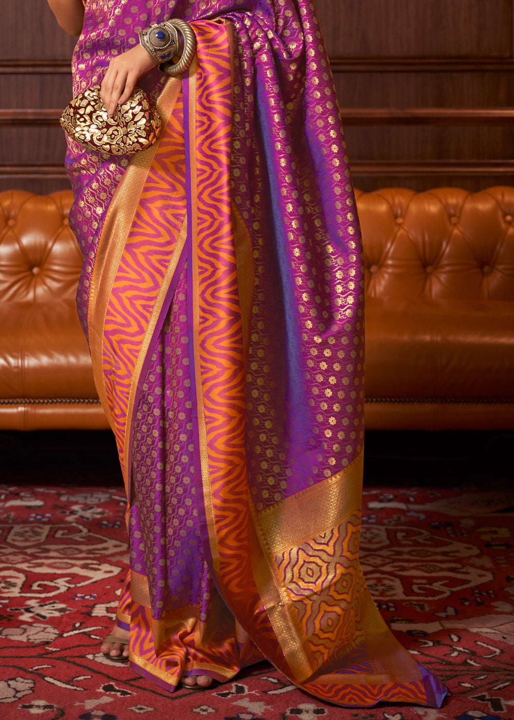 Dark Orchid Purple Handloom Woven Banarasi Silk Saree