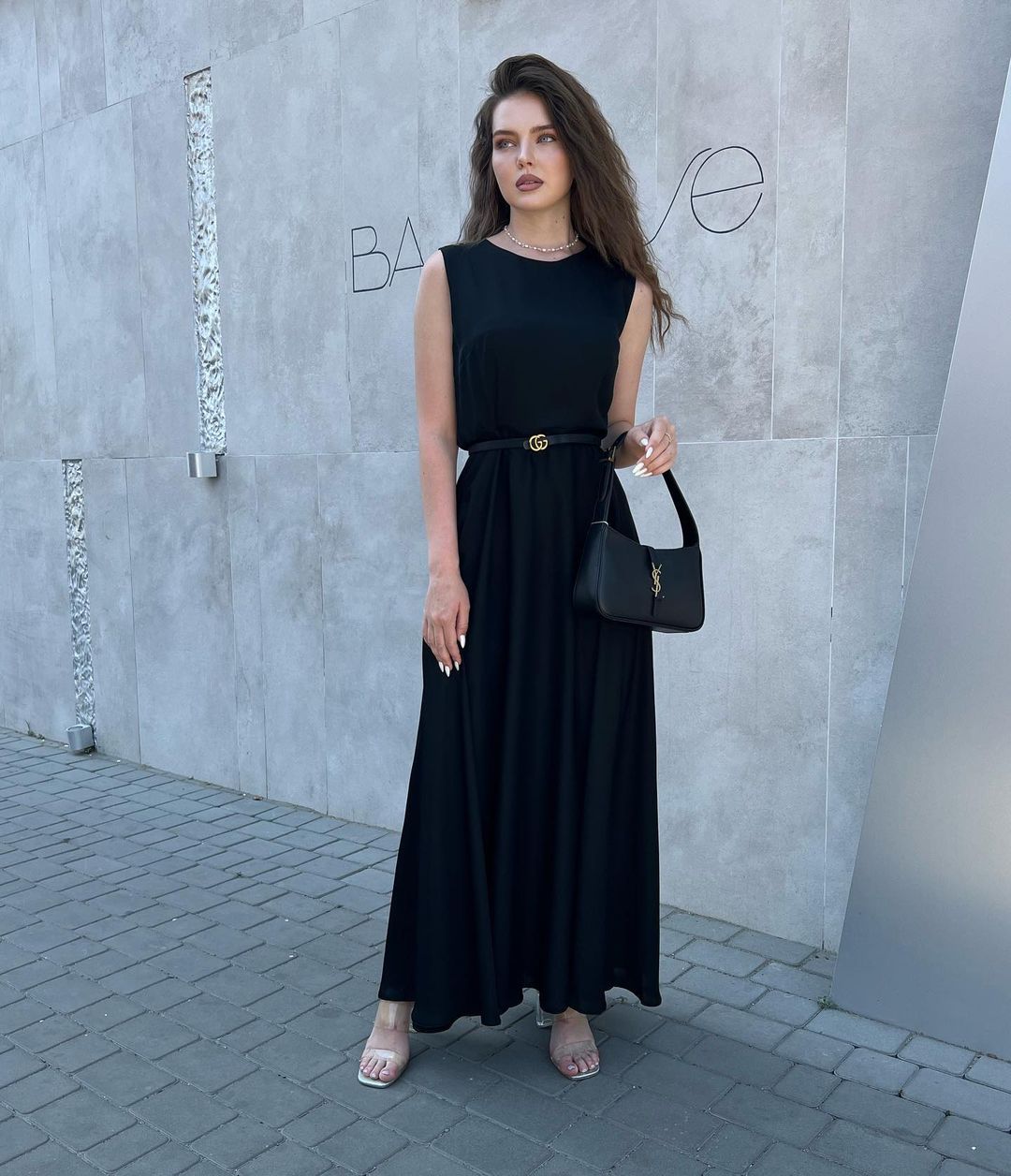Bianca Jet black Sleeveless Midi Dress