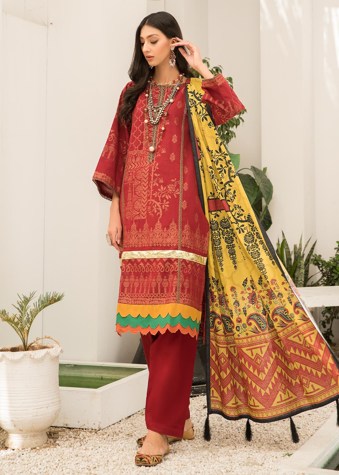 Jacquard - MAHAGONY Dyed Khaddar Jacquard