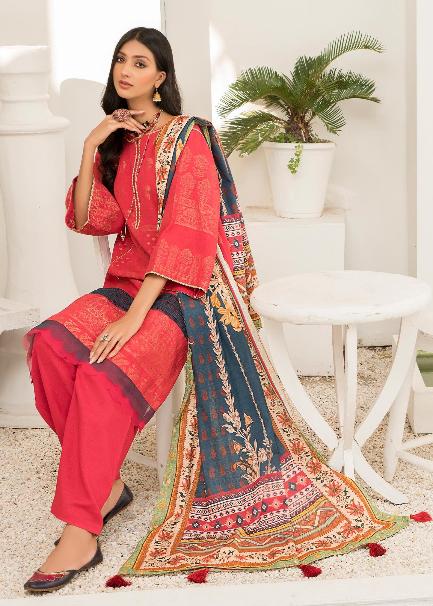 Jacquard - RED PASSION Dyed Khaddar Jacquard