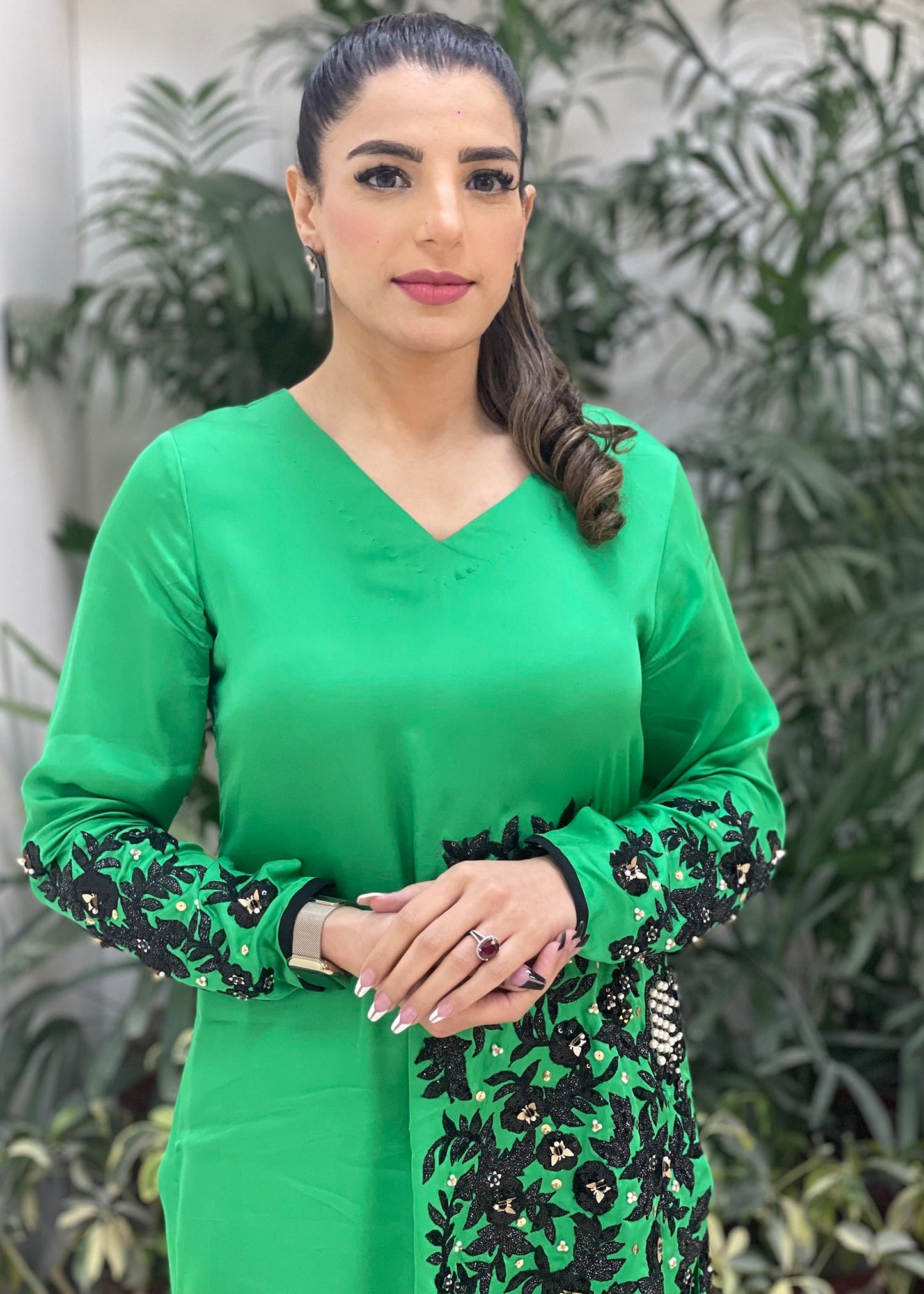 Ainee Faisal - Green Silk Circles - AF 343