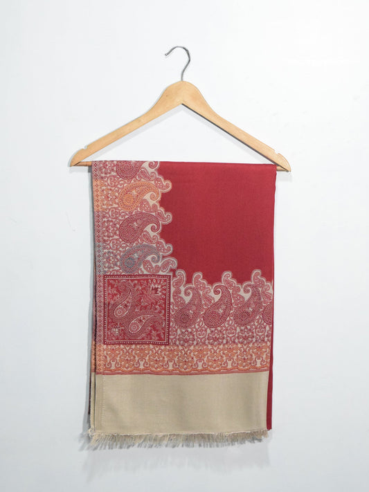 Red Woven Jacquard Pashmina Shawl