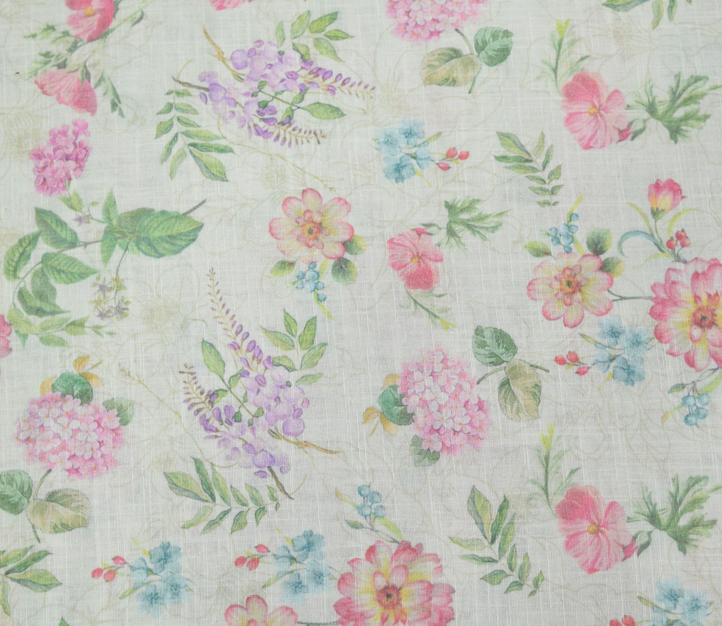 Floral Pattern Digital Printed Cotton Slub Fabric Available in Yellow , Cream , Green and Lilac