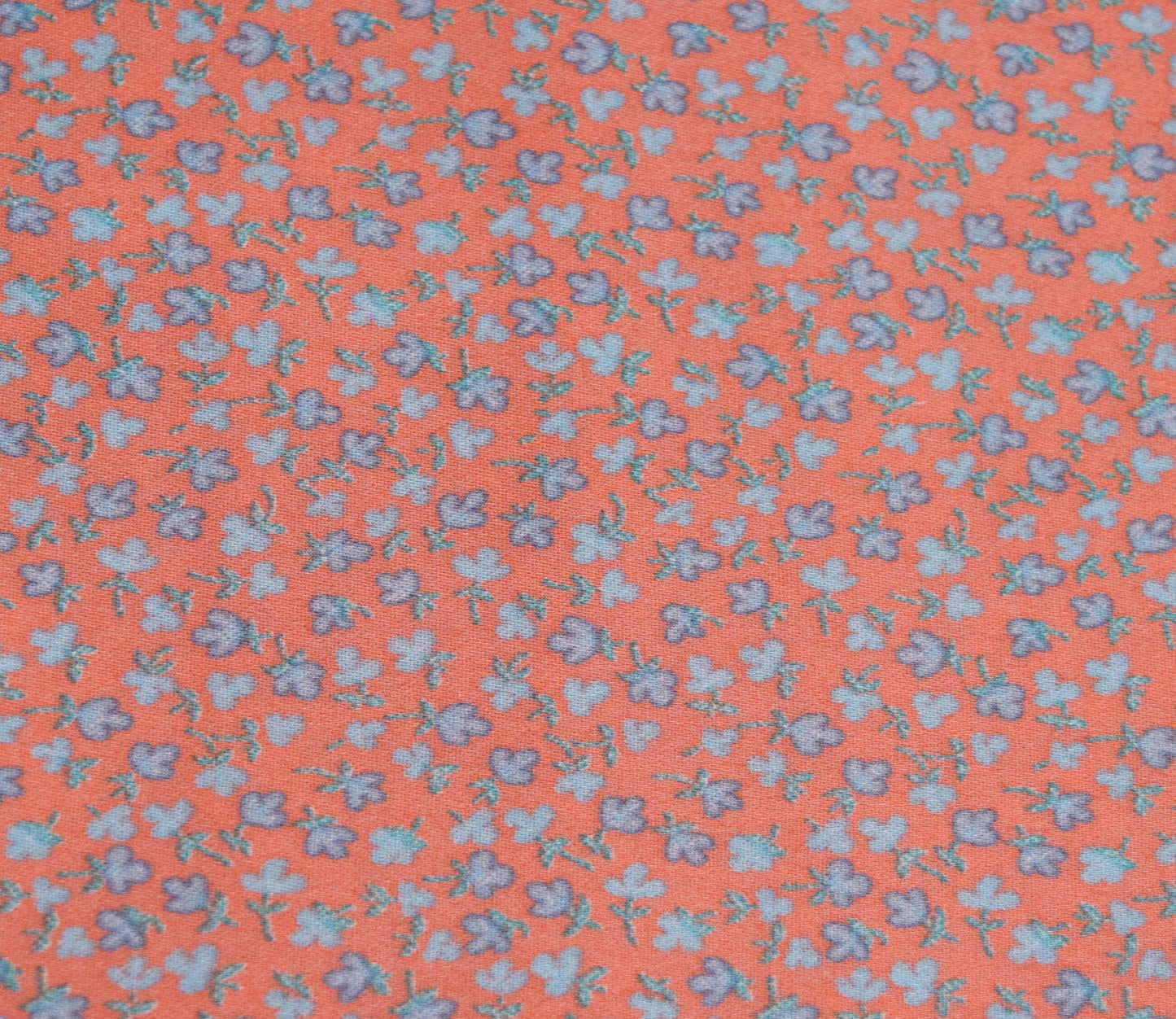 Small Floral Pattern Screen Printed Cotton Satin Fabric Available in Orange , Pink , Blue and Yellow