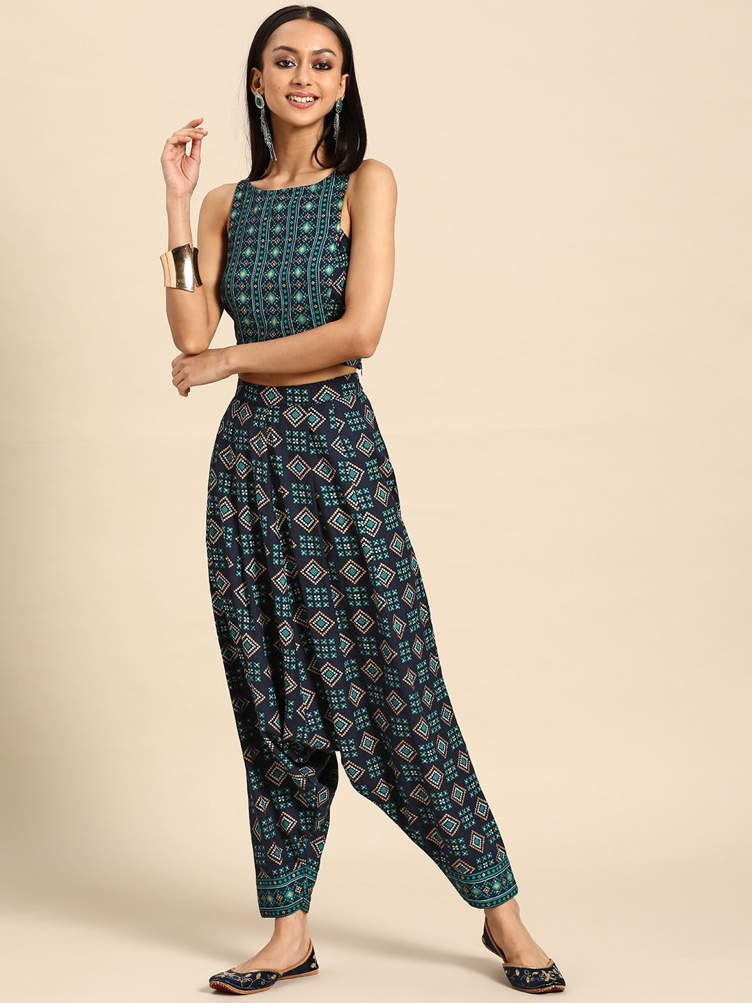 Crop top with dhoti pants