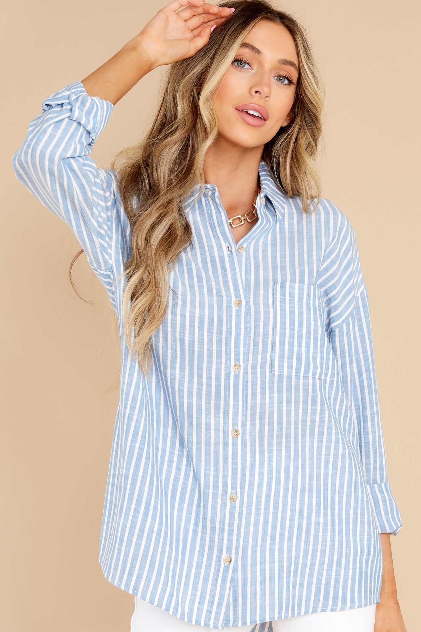 Beach Day Breeze Blue Stripe Top