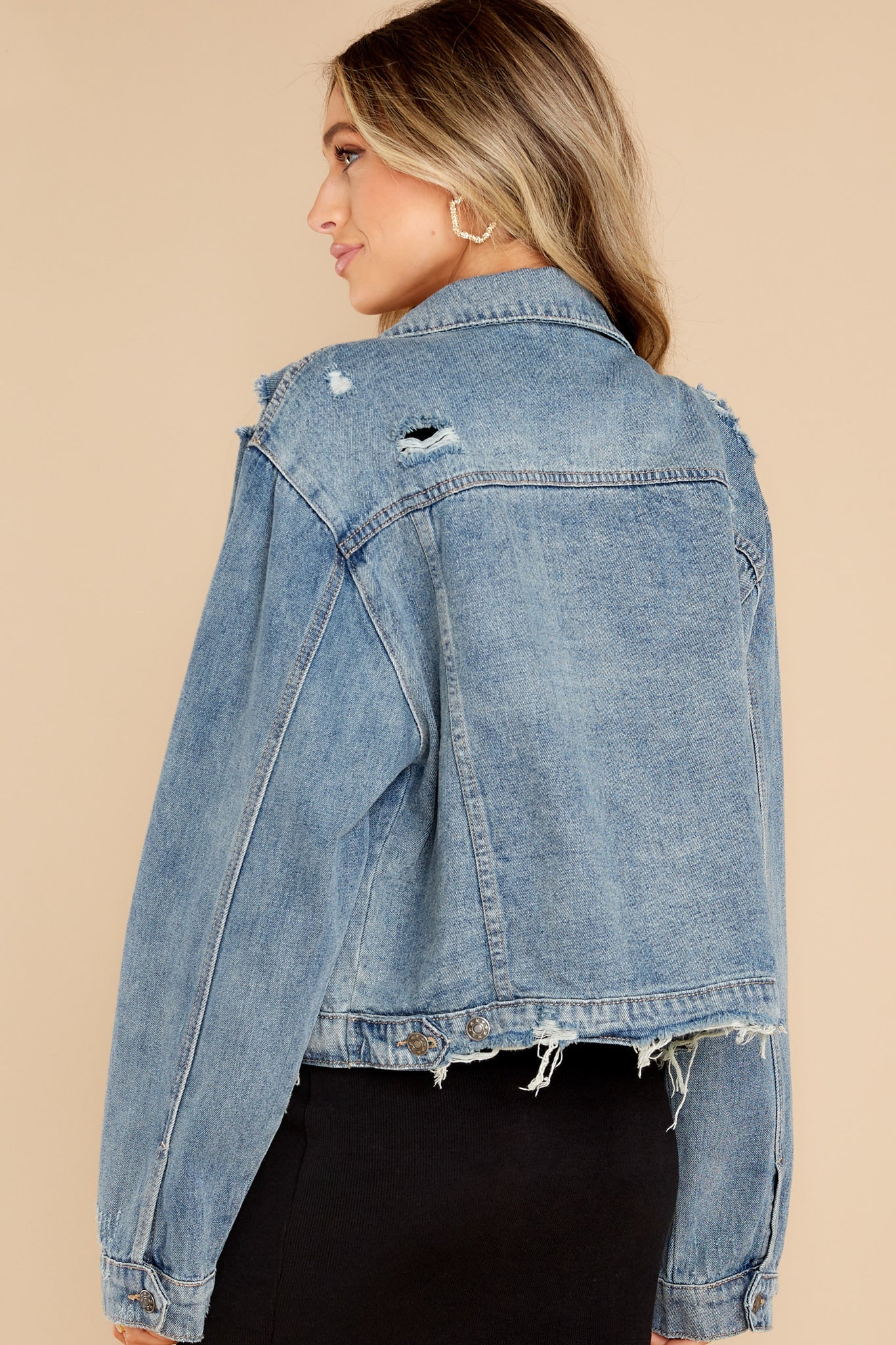 About Town Medium Wash Distressed Denim Jacket