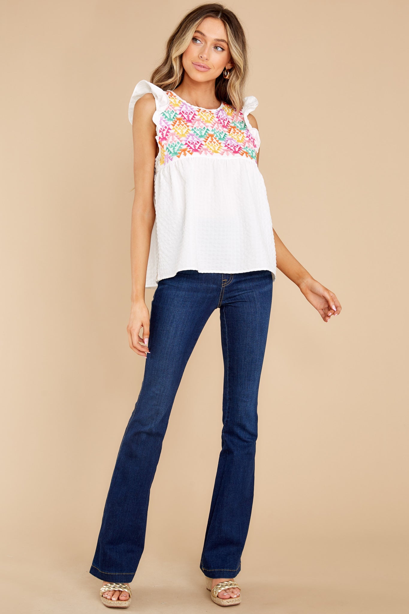 Be My Guide White Embroidered Top