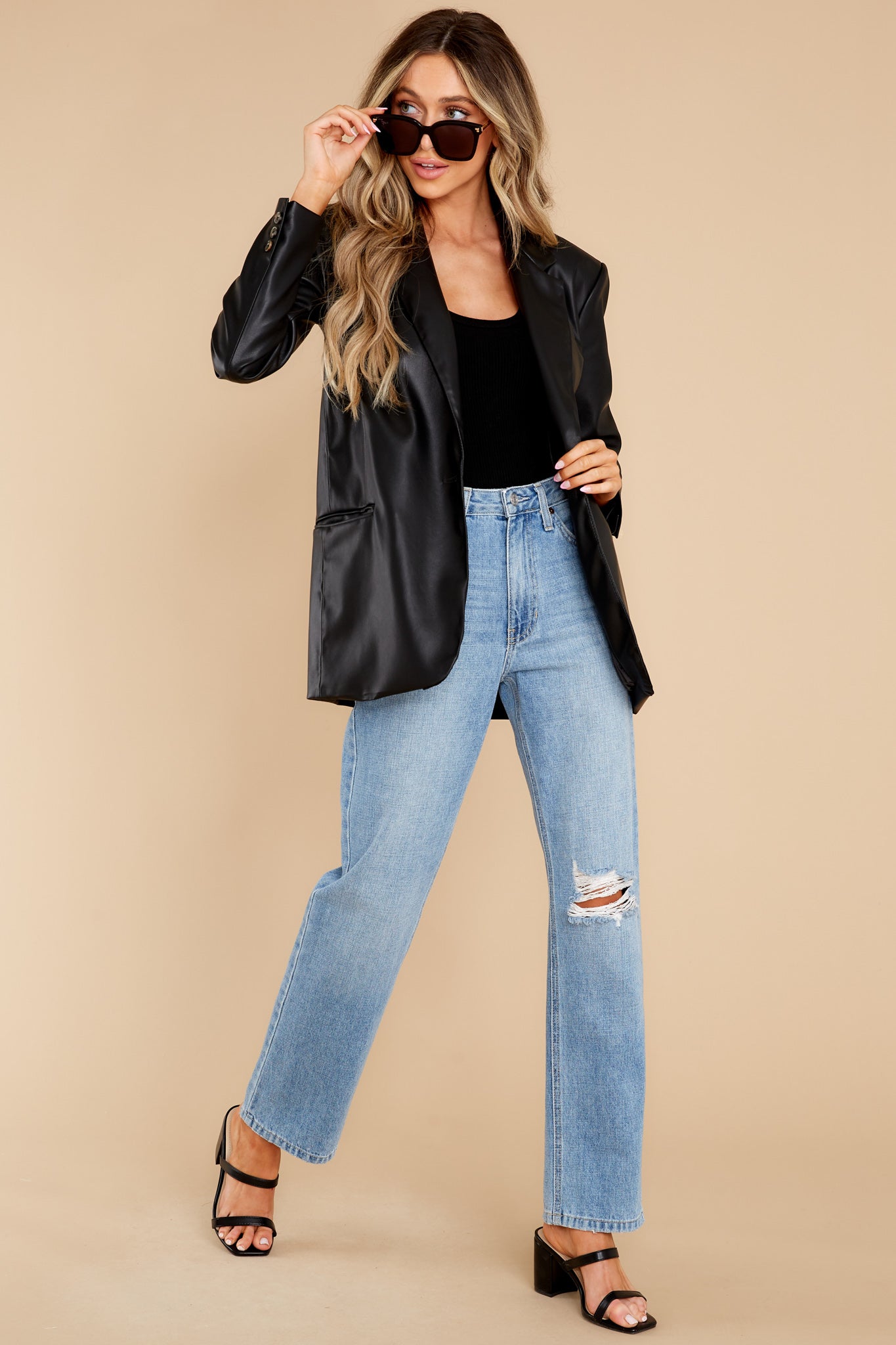 Self Starter Oversized PU Blazer Jacket
