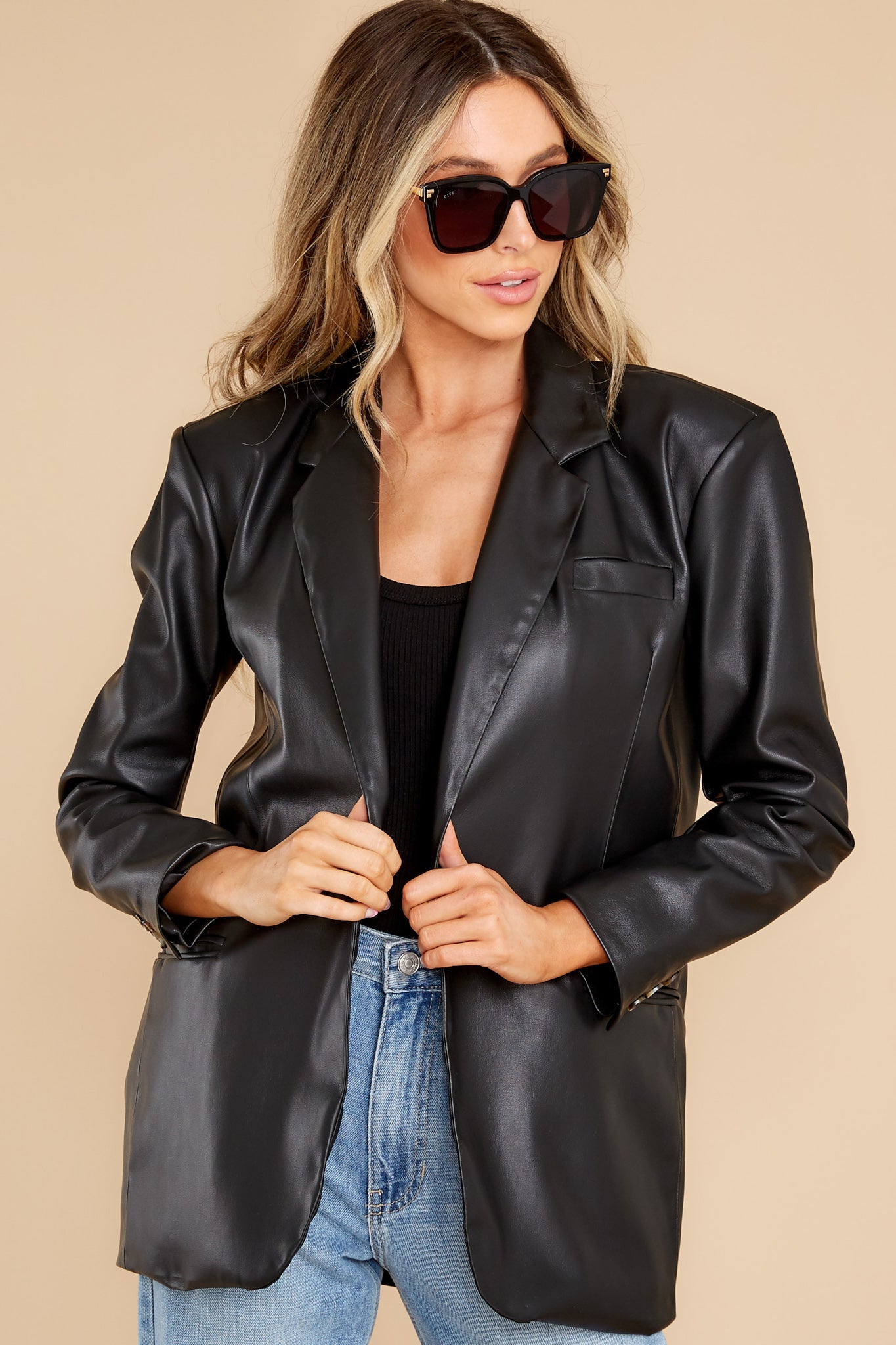 Self Starter Oversized PU Blazer Jacket