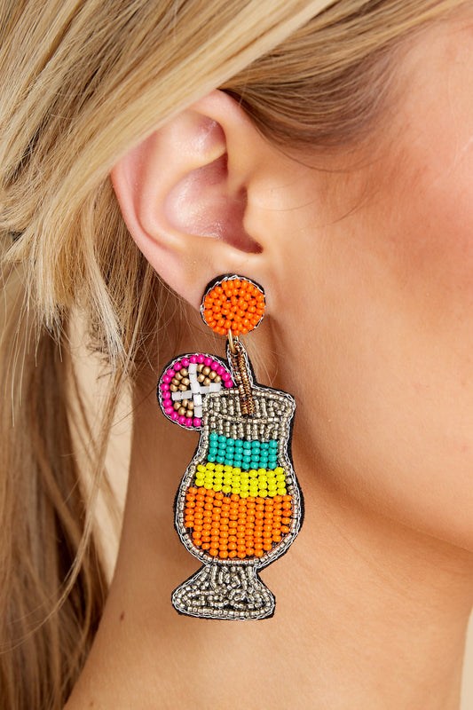 Something Sweet Orange Multi Beaded Earrings