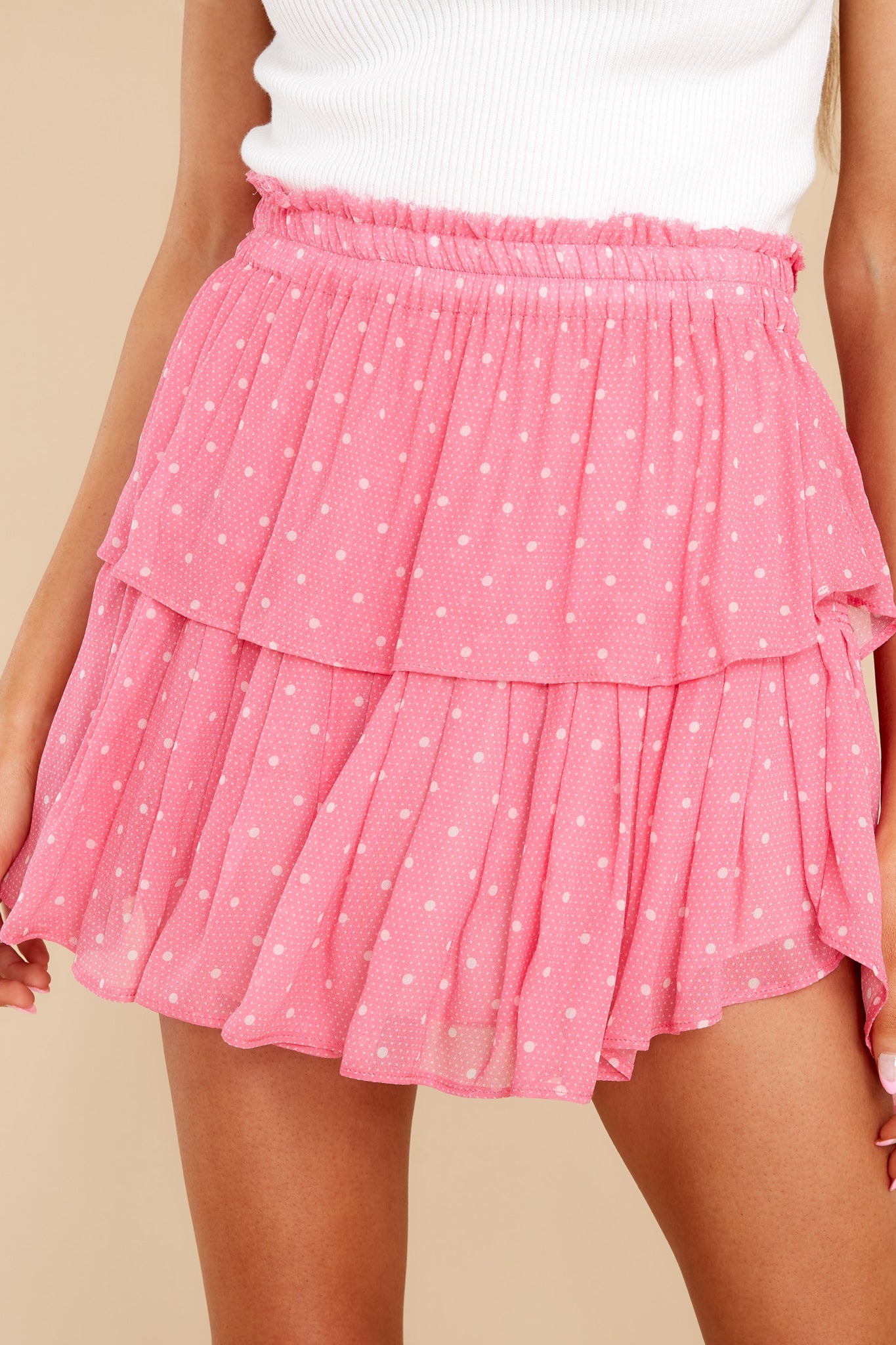Hot Pink Cherry Ruffle Mini Skirt