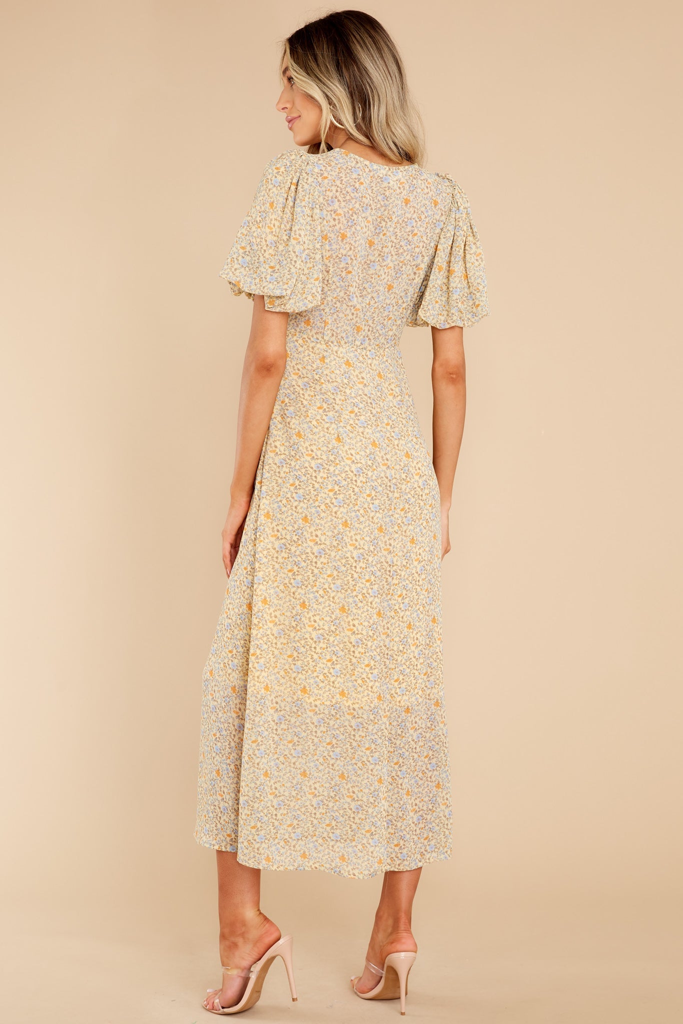 For Love's Sake Yellow Floral Print Midi Dress