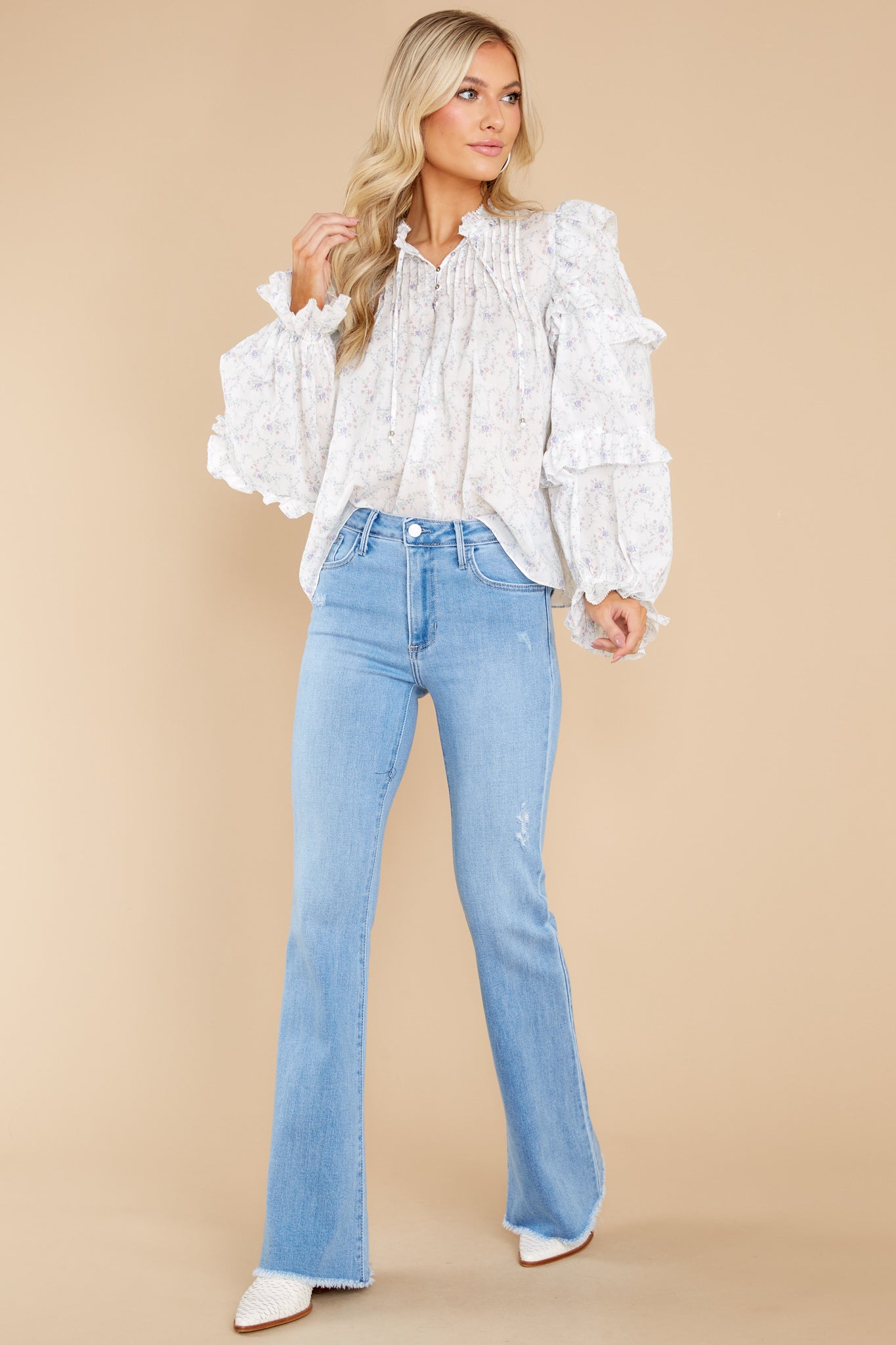 Flower Child White Floral Print Top