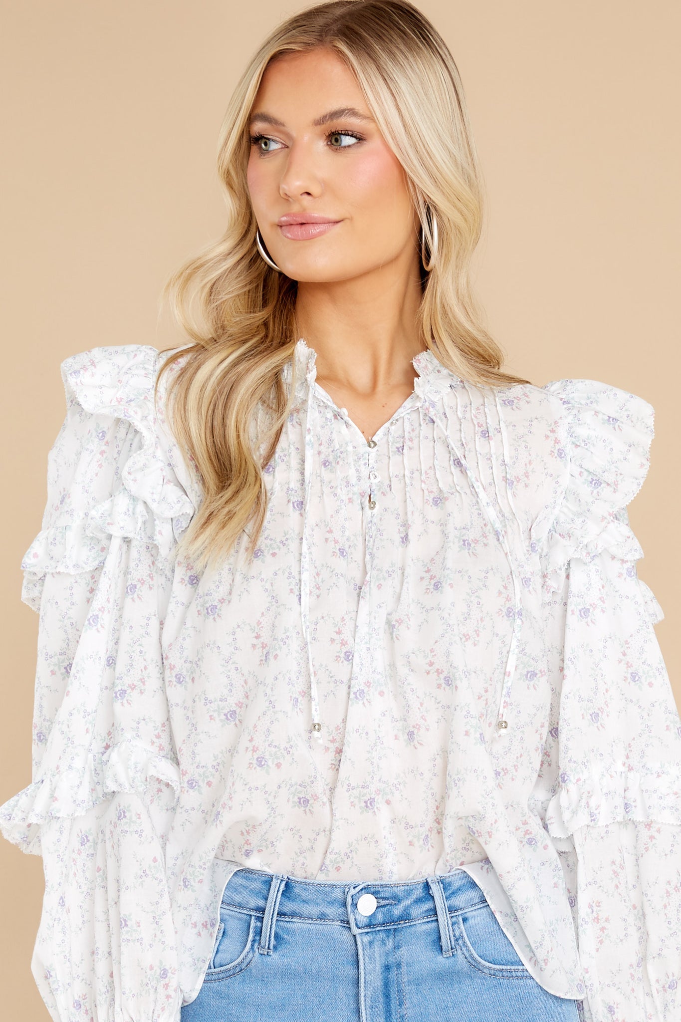 Flower Child White Floral Print Top