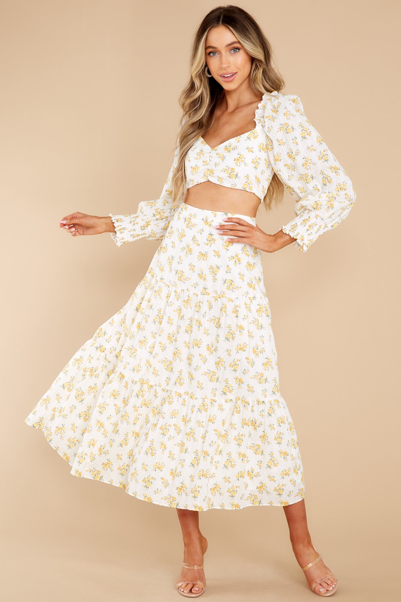In Your Arms White And Yellow Floral Print Top