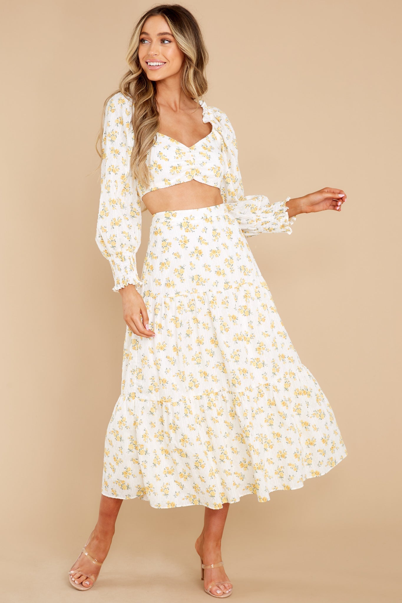 In Your Arms White And Yellow Floral Print Top