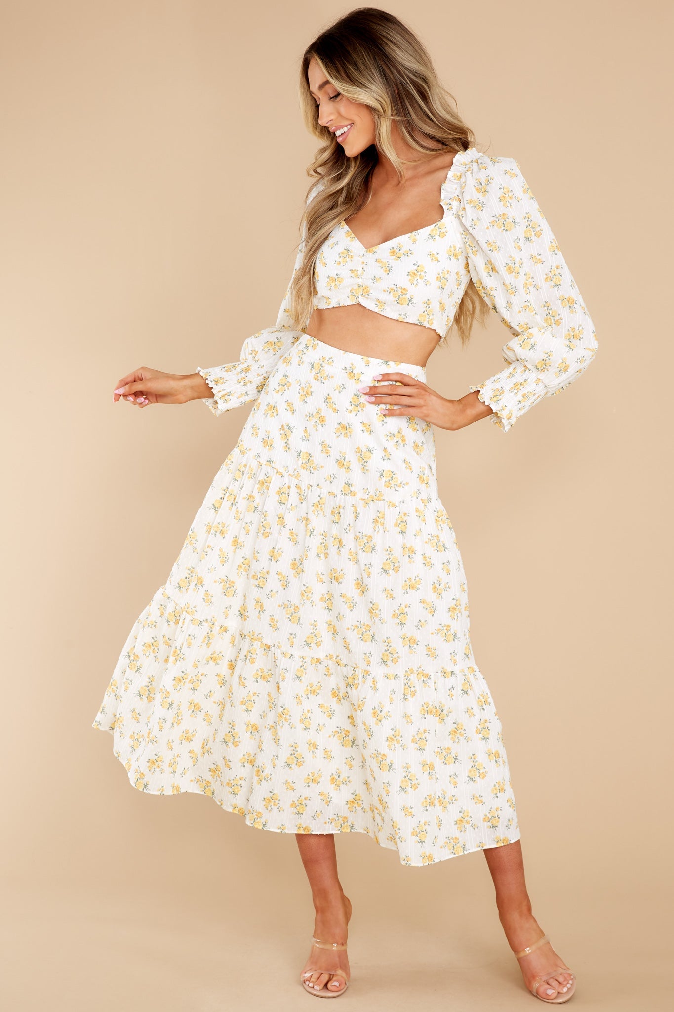 In Your Arms White And Yellow Floral Print Top
