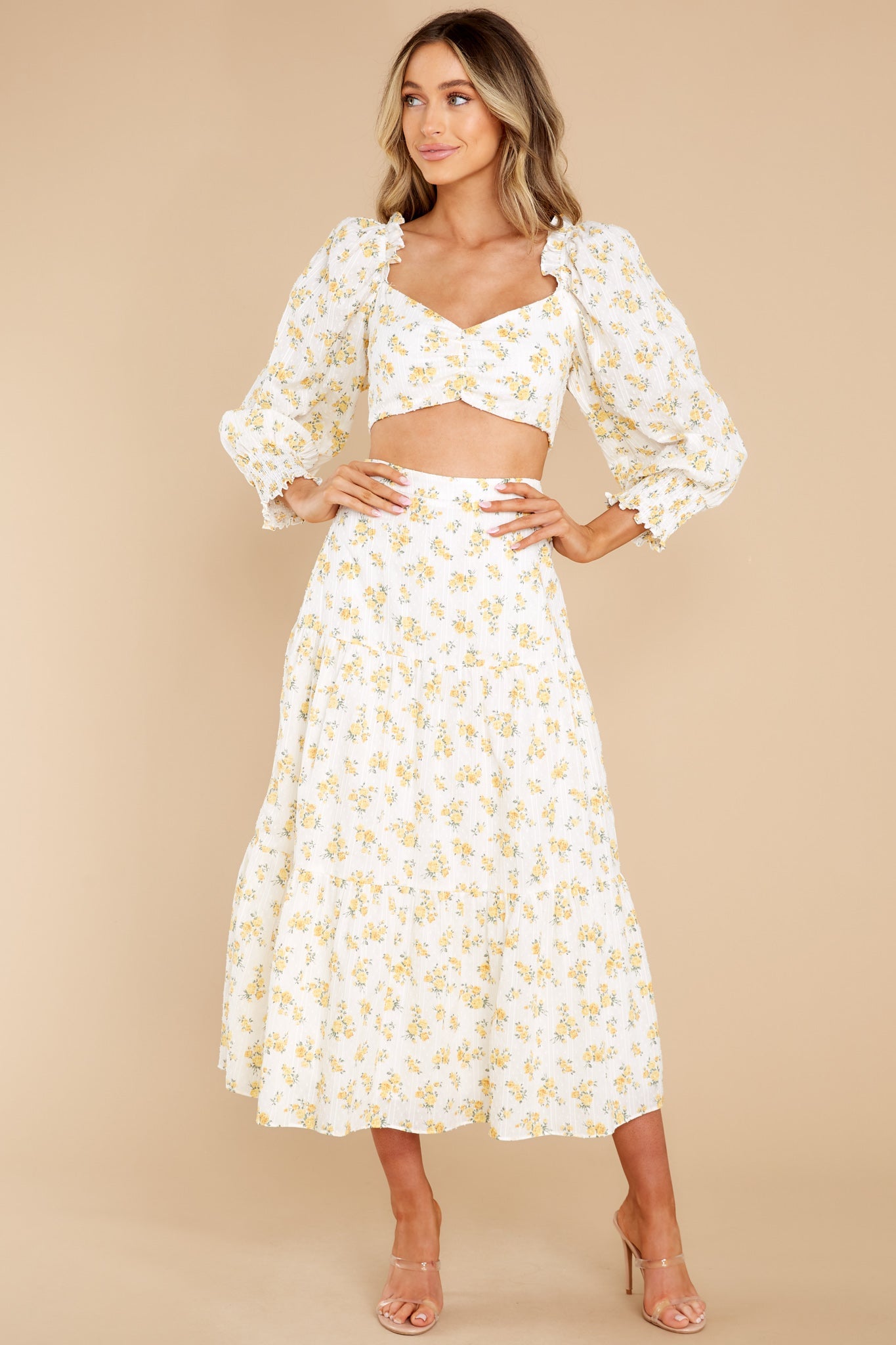 In Your Arms White And Yellow Floral Print Top