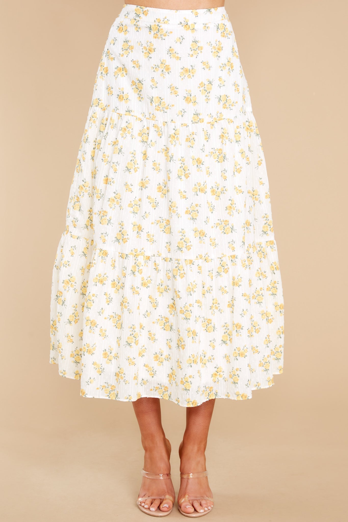 Love Somebody White And Yellow Floral Print Skirt