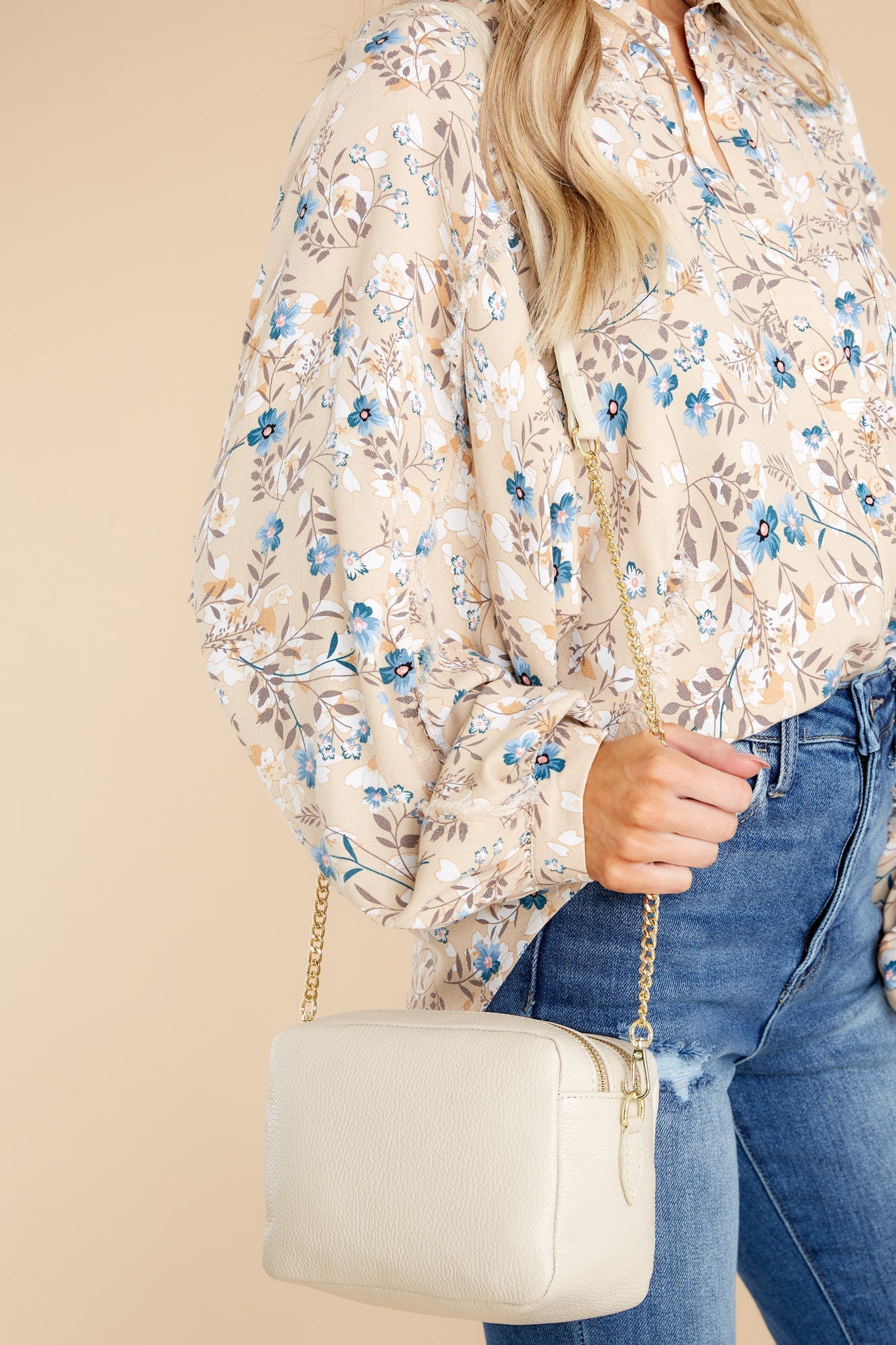 Too Chic Ivory Leather Bag