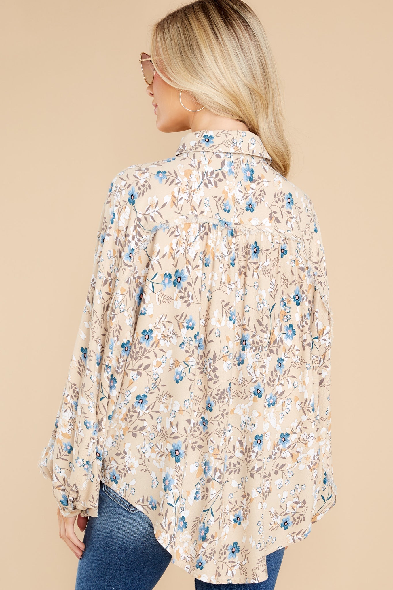 Dreaming Of Eden Taupe Floral Print Top