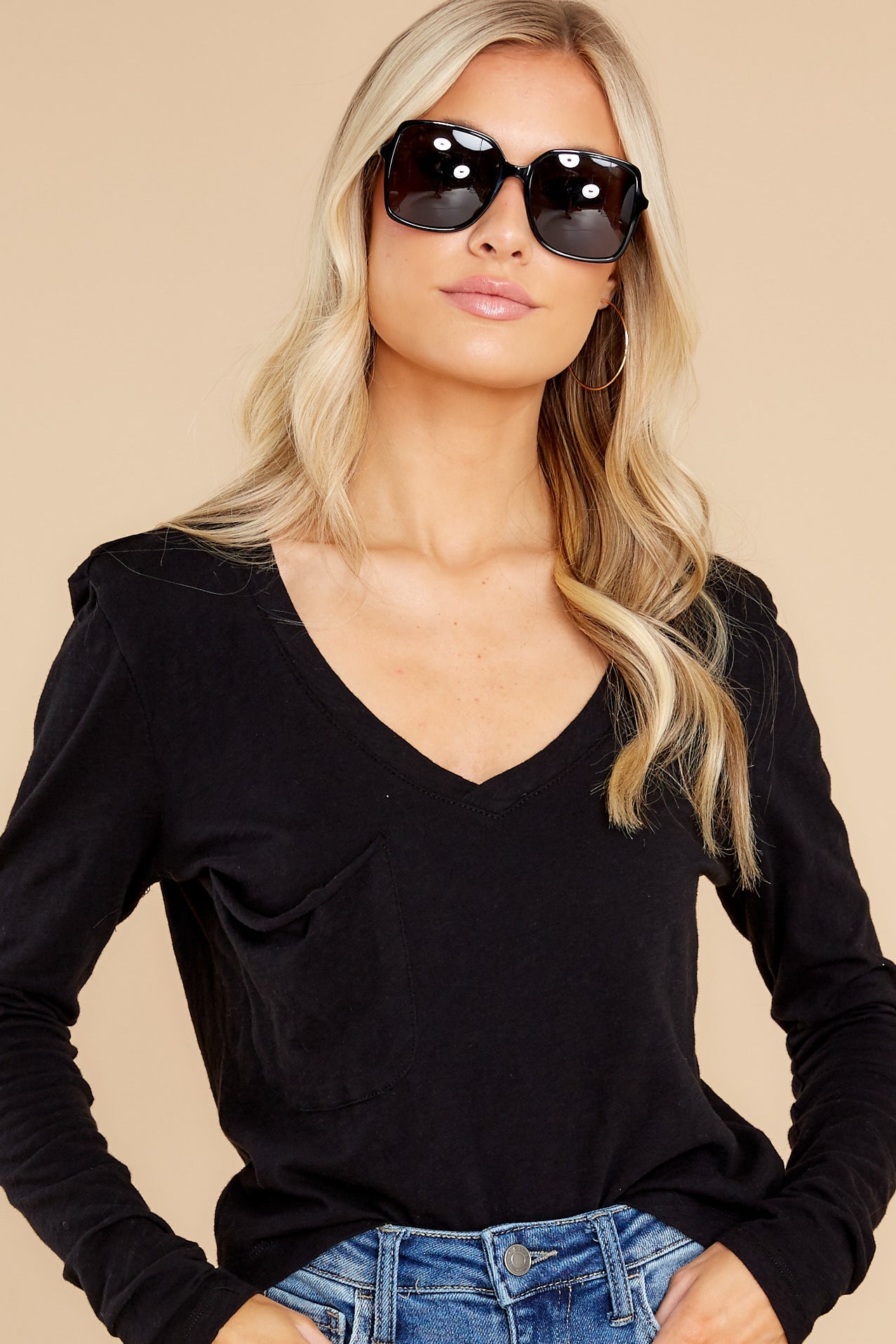 Mina Black Slub Long Sleeve