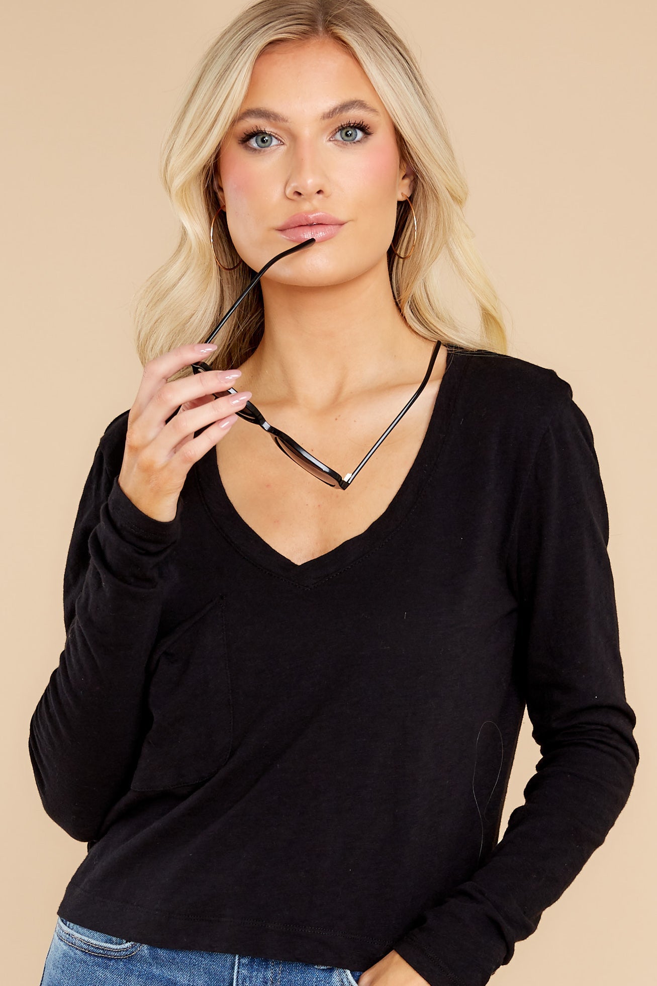 Mina Black Slub Long Sleeve