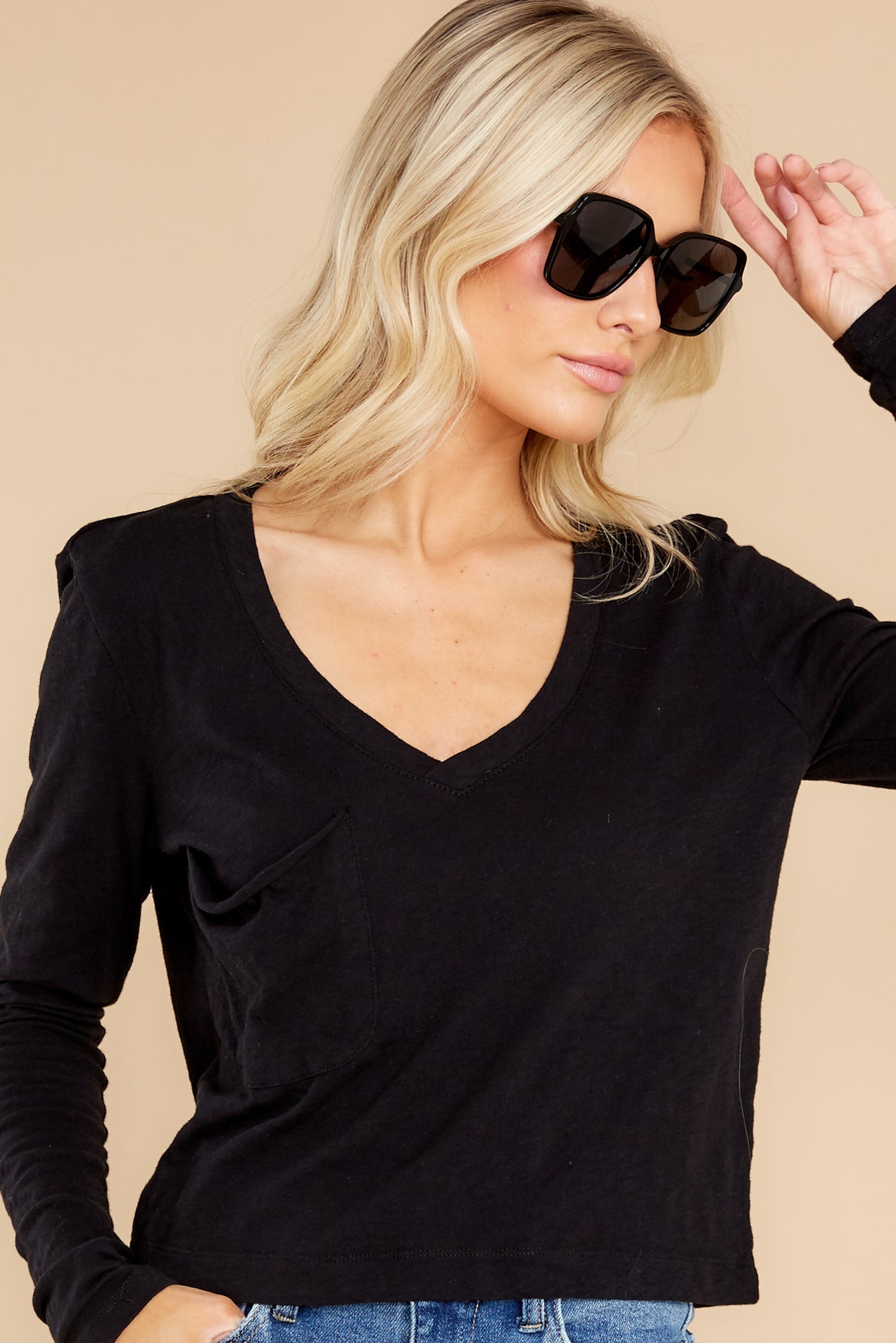 Mina Black Slub Long Sleeve