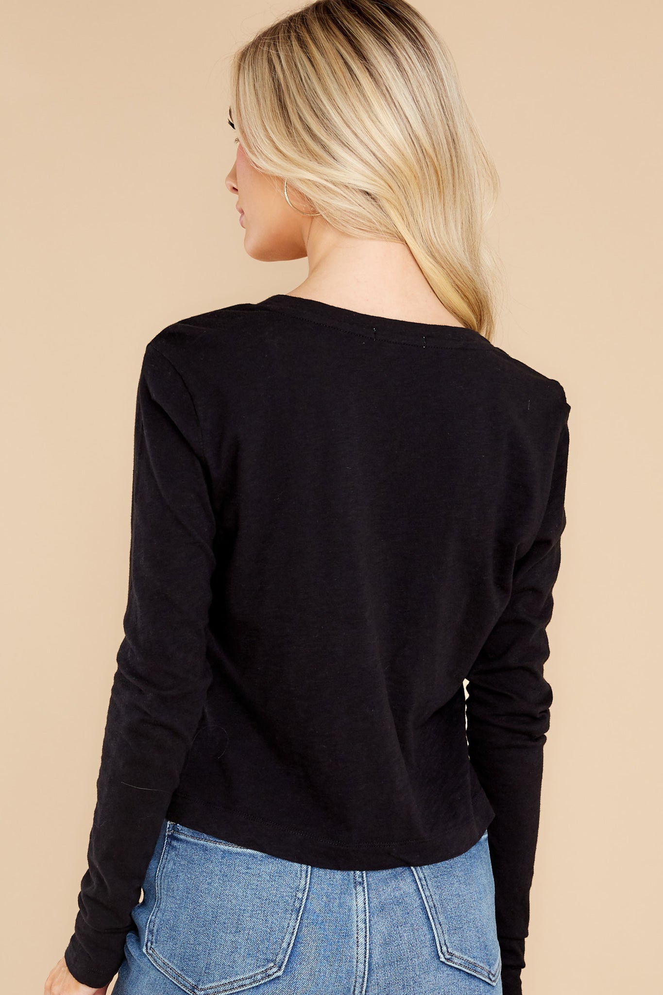 Mina Black Slub Long Sleeve