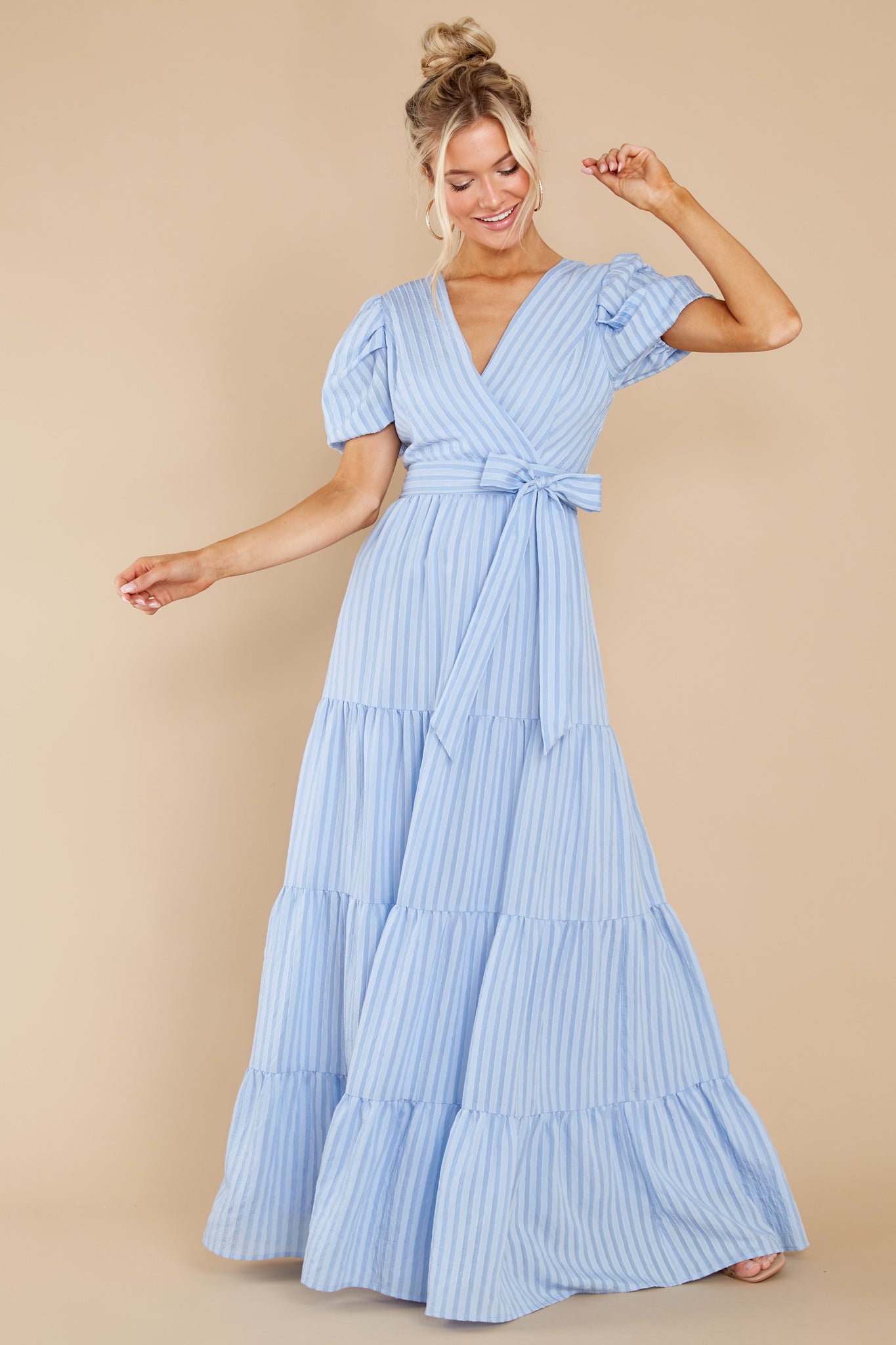 The One For You Light Blue Stripe Maxi Dress