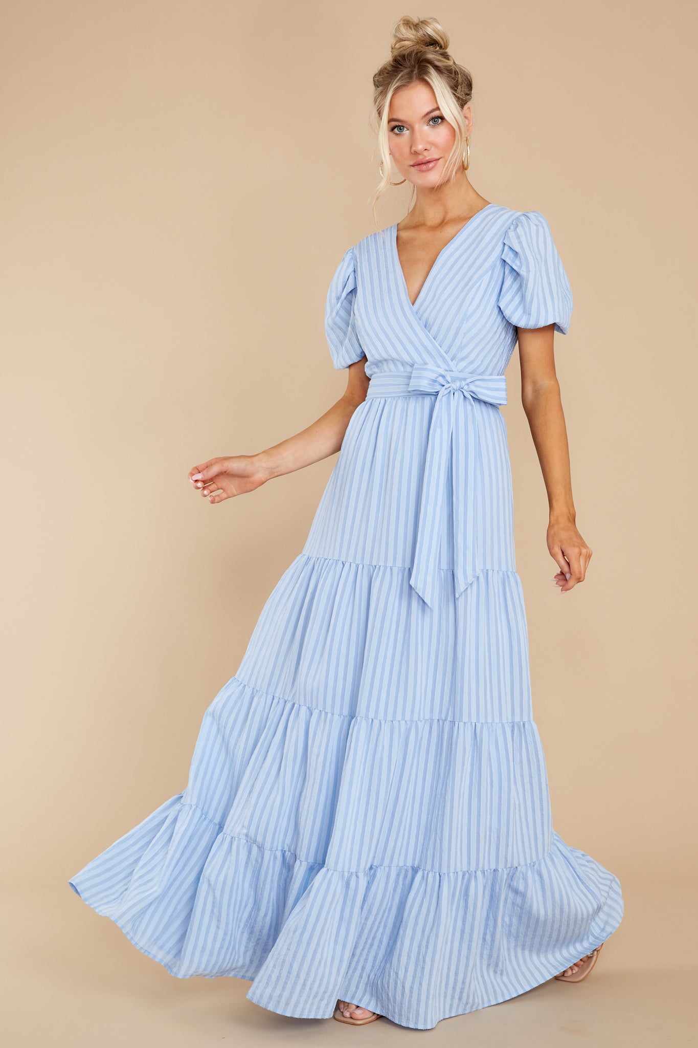 The One For You Light Blue Stripe Maxi Dress