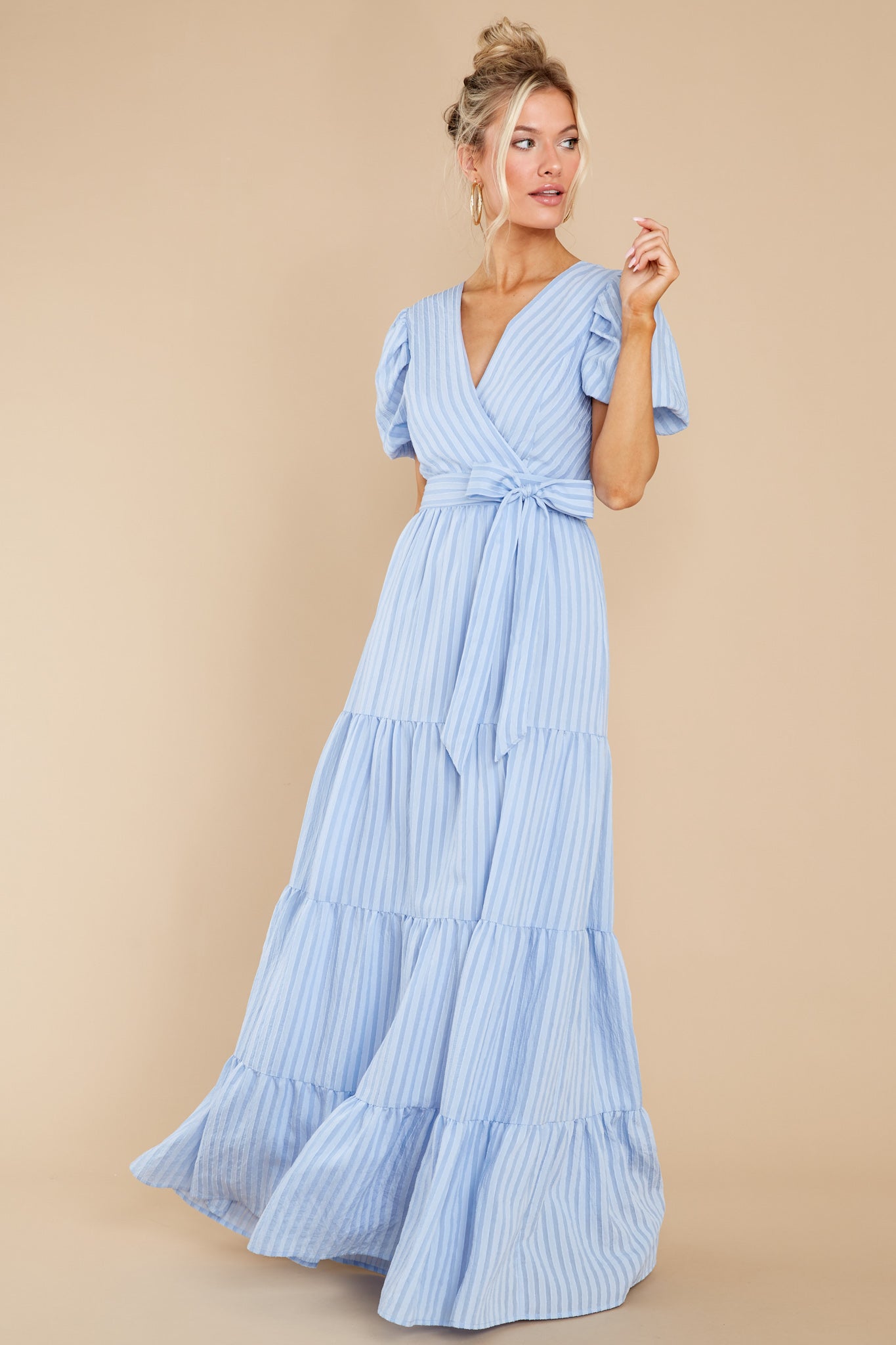 The One For You Light Blue Stripe Maxi Dress