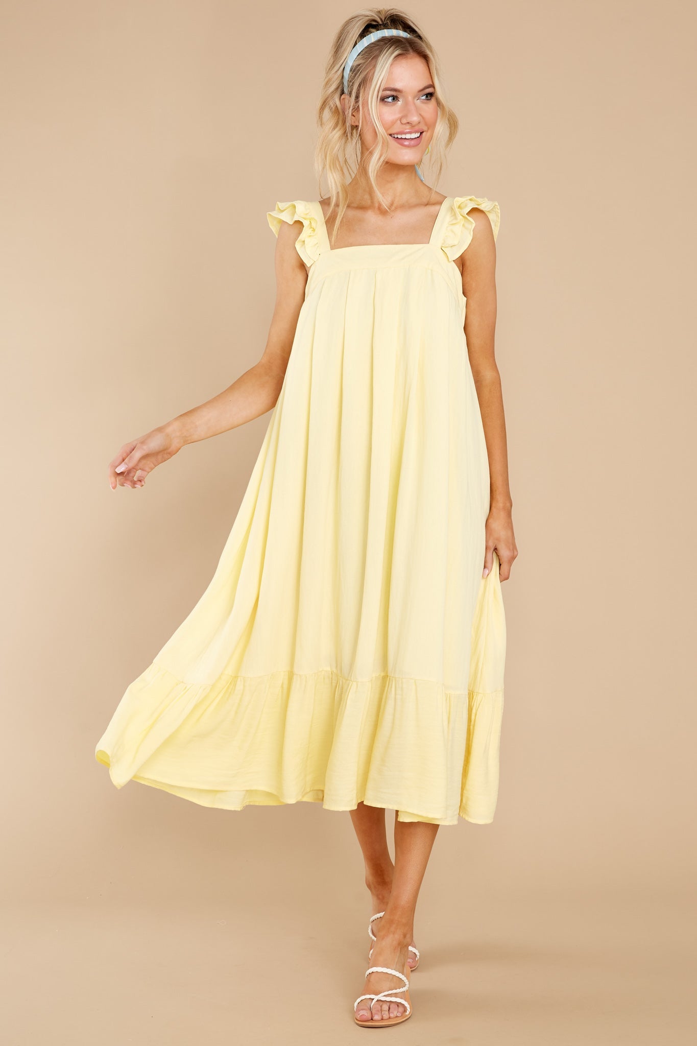 So You Hear Sunshine Yellow Midi Dress