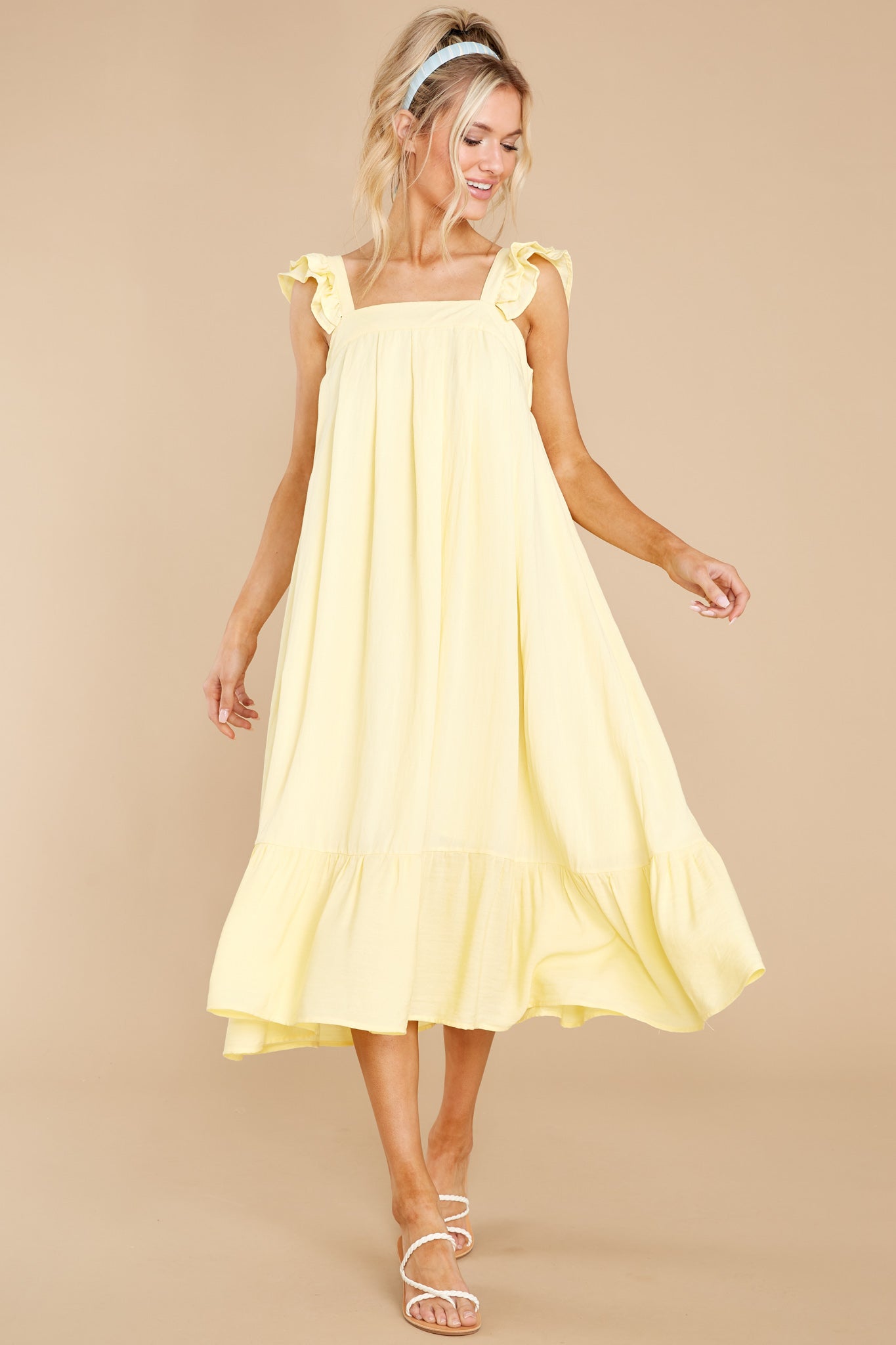 So You Hear Sunshine Yellow Midi Dress