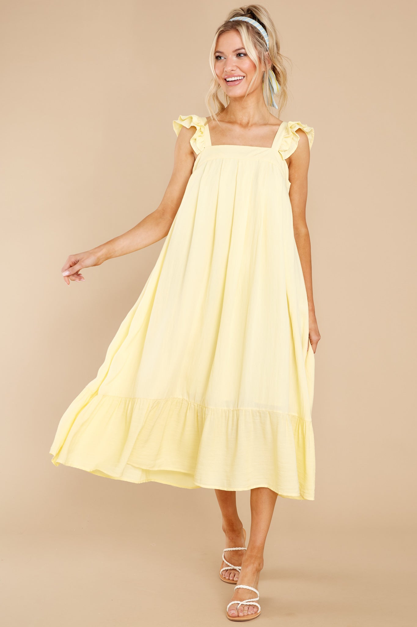 So You Hear Sunshine Yellow Midi Dress