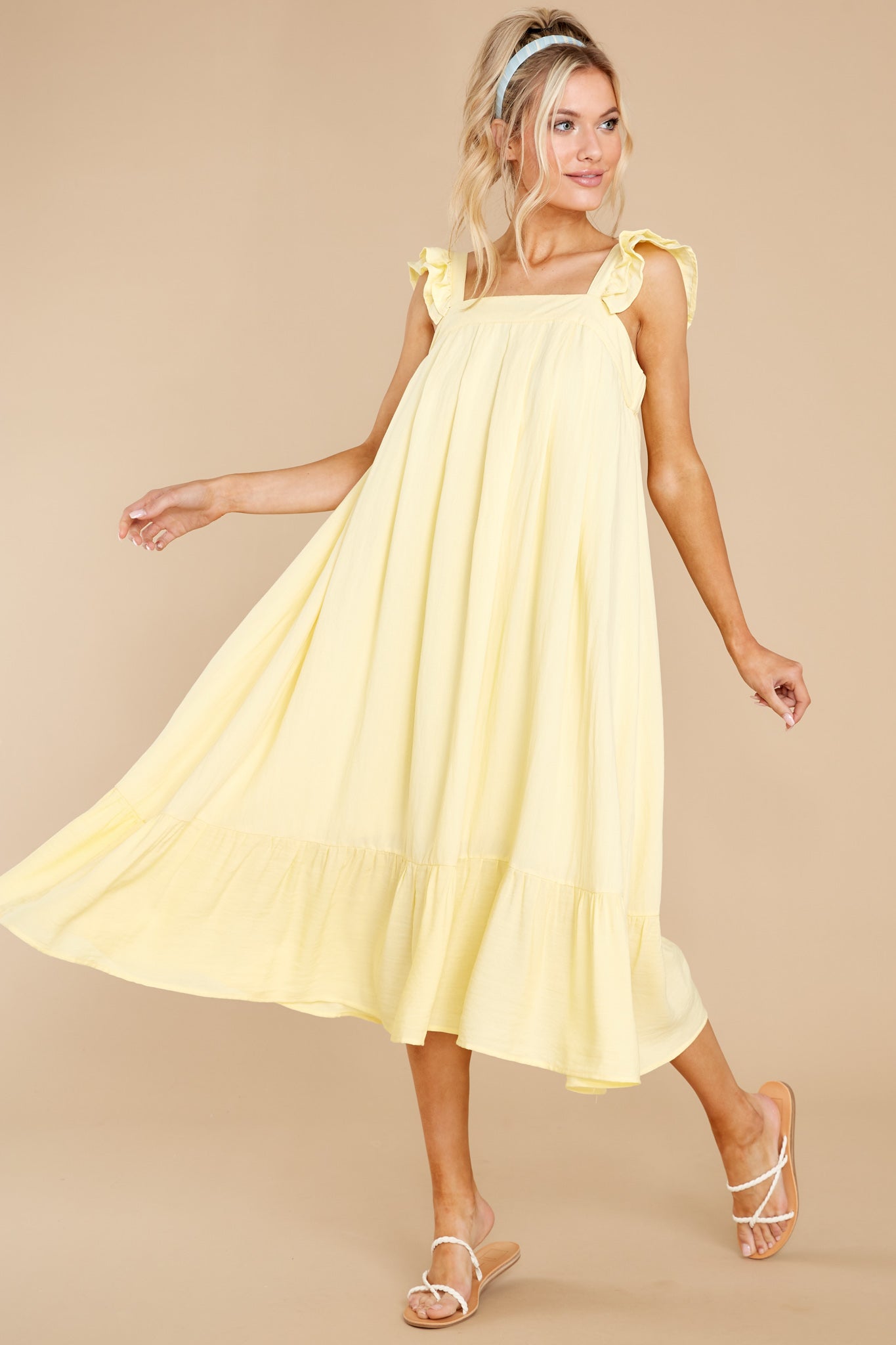 So You Hear Sunshine Yellow Midi Dress