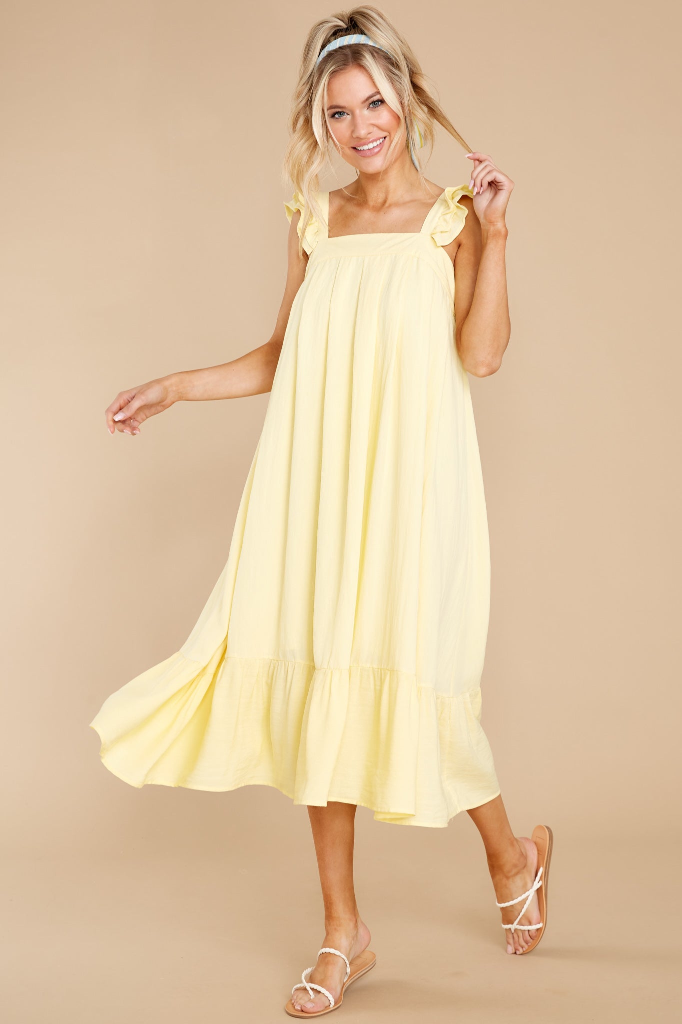 So You Hear Sunshine Yellow Midi Dress